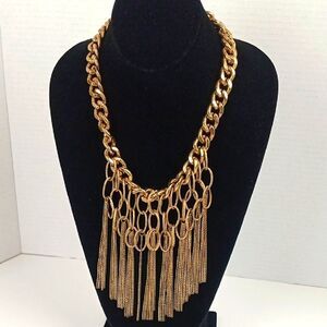 Elegant Women Chunky Gold Chain Fringe Necklace